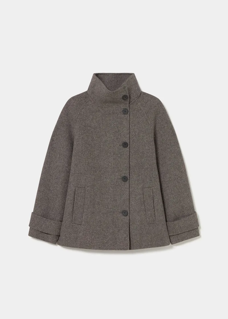 High-collar wool coat