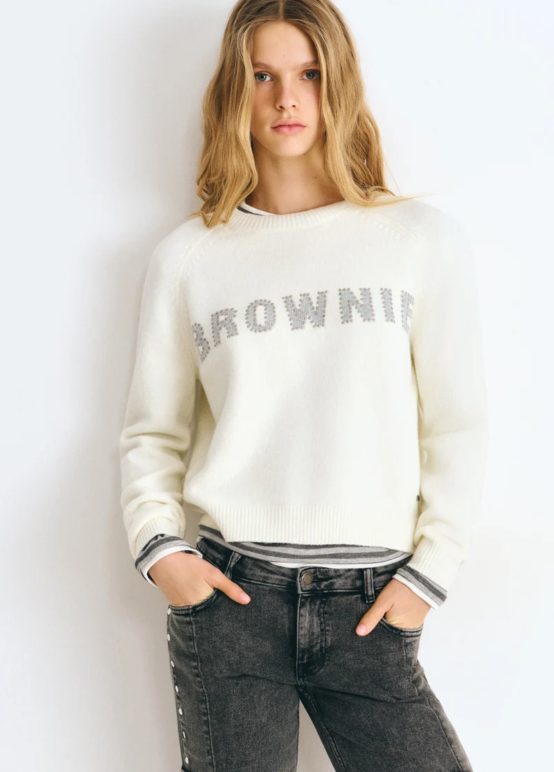 Brownie intarsia sweater
