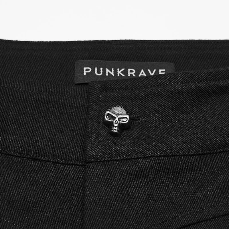 Punk-Hose für Herren mit Schnallenriemen und Patchwork-Muster