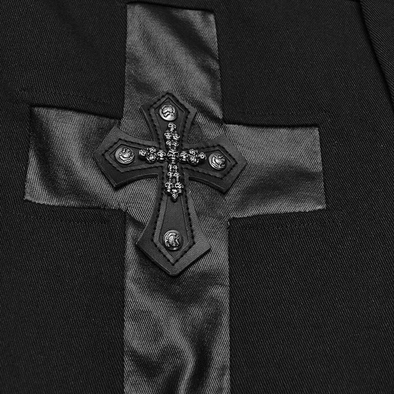 Punk-Hose für Herren mit Schnallenriemen und Patchwork-Muster