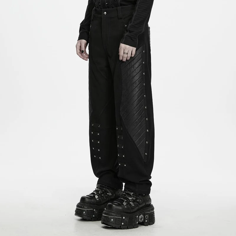Punk-Stepphose für Herren mit Nieten und Patchwork-Design