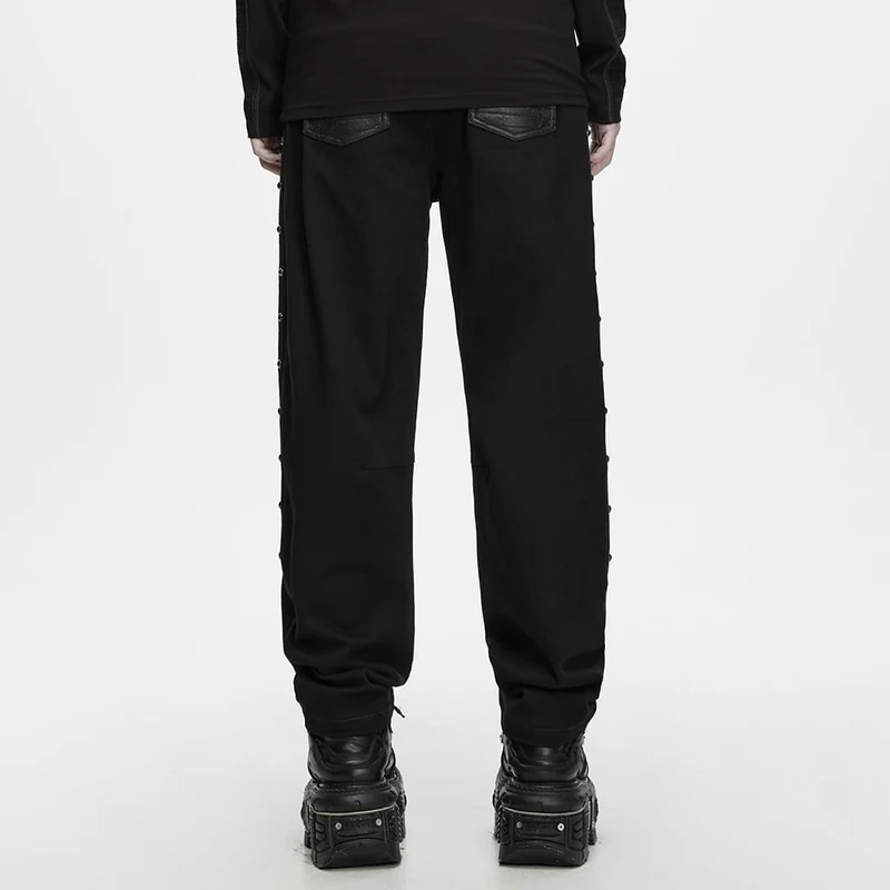 Punk-Stepphose für Herren mit Nieten und Patchwork-Design