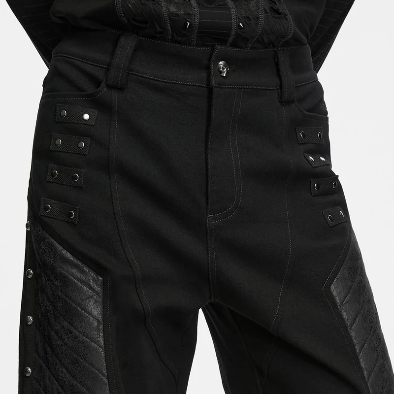 Punk-Stepphose für Herren mit Nieten und Patchwork-Design