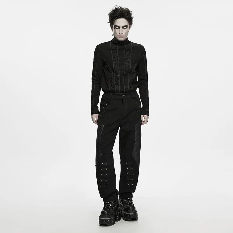 Punk-Stepphose für Herren mit Nieten und Patchwork-Design