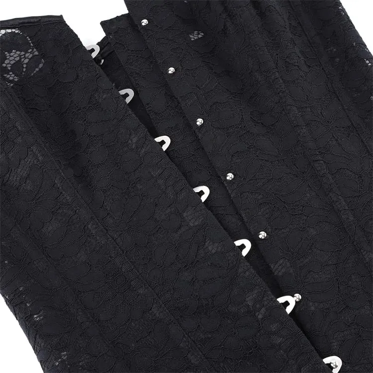 Gothic-Korsett für Damen mit Blumenmuster, Mesh-Einsätzen, Schnürung vorne und Busk-Verschluss