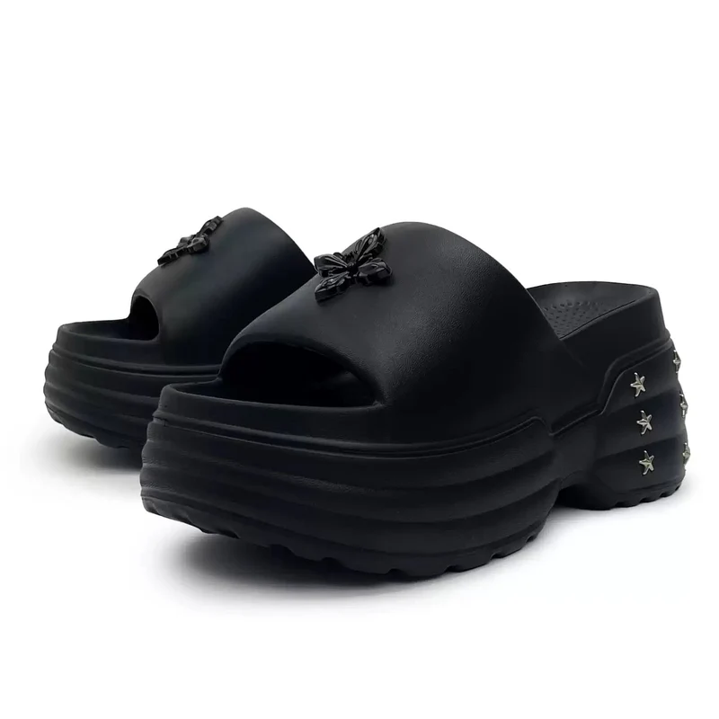 Grunge-Sandalen für Damen mit Sternenbesatz und klobiger Sohle