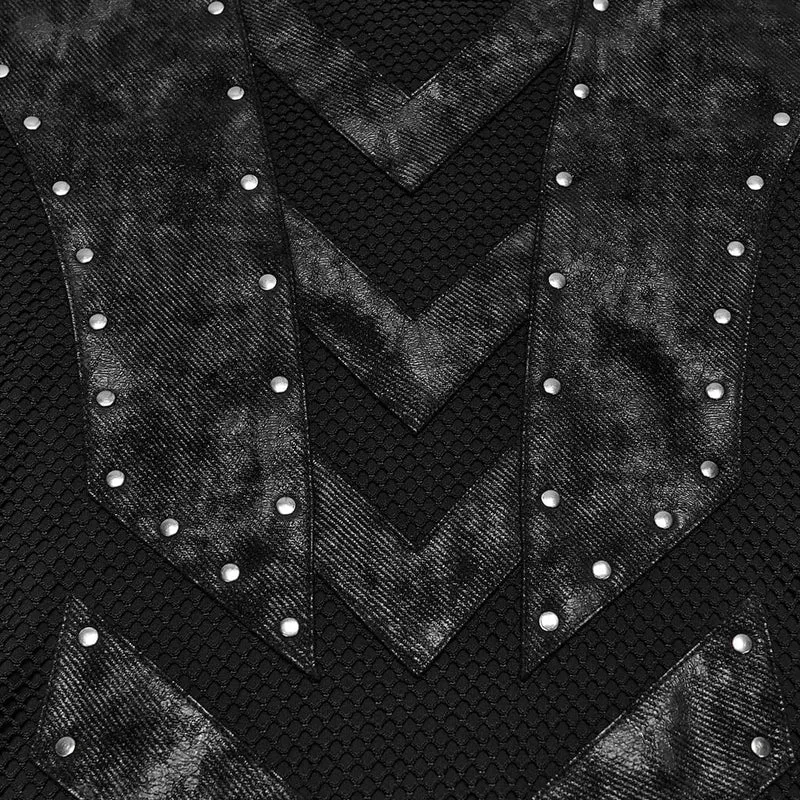 Punk-Langarmshirt für Herren mit Nieten und Stehkragen