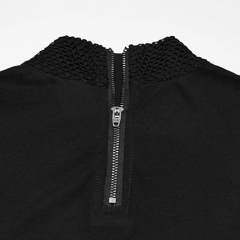Punk-Langarmshirt für Herren mit Nieten und Stehkragen