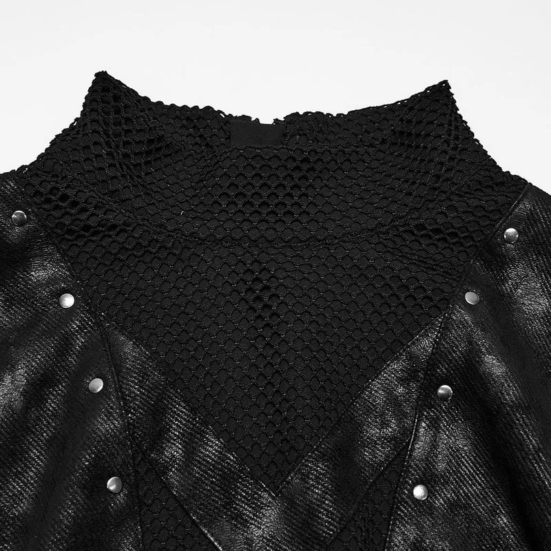Punk-Langarmshirt für Herren mit Nieten und Stehkragen