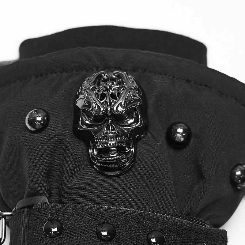 Herren-Techwear-Handschuhe mit Totenkopfkette und Nieten