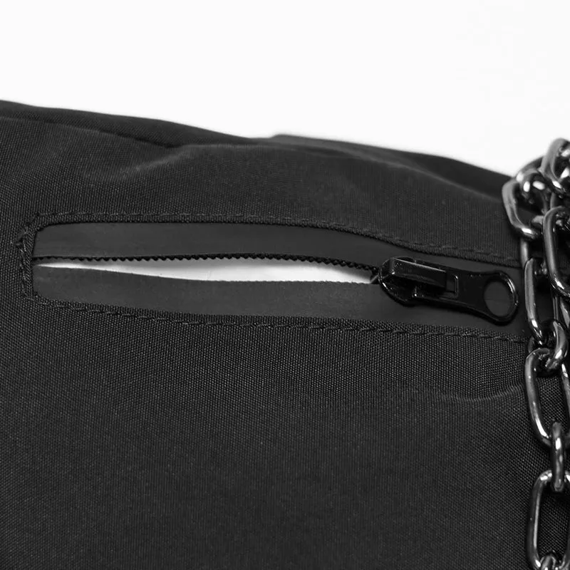Herren-Techwear-Handschuhe mit Totenkopfkette und Nieten