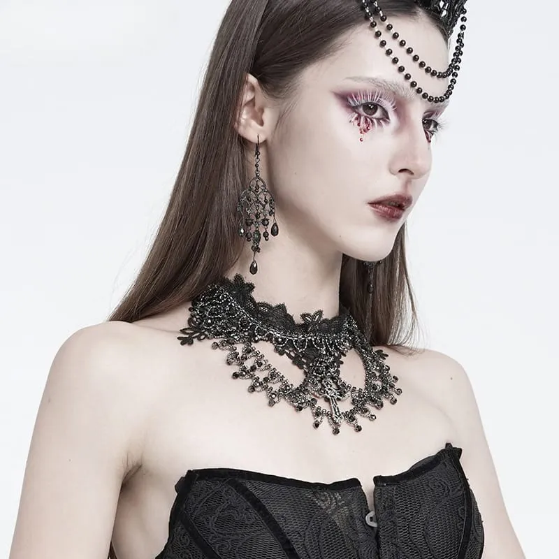 Gothic-Choker für Damen mit Kreuz, mehrlagiger Kette und Spitze