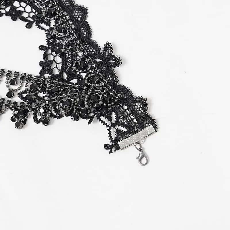Gothic-Choker für Damen mit Kreuz, mehrlagiger Kette und Spitze