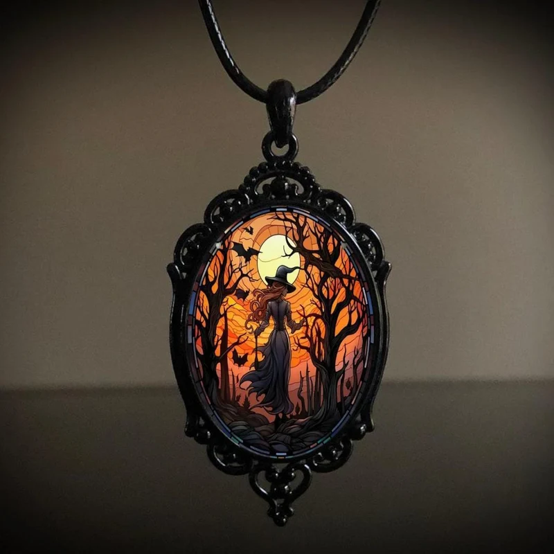 Gothic-Retro-Hexenhalskette für Damen – Halloween-Accessoire