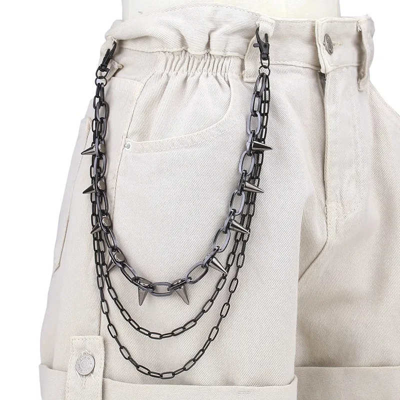 Unisex Punk Nieten-Mehrlagen-Taillenkette