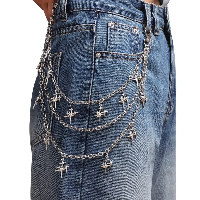 Unisex Punk Mehrlagige Sternenanhänger-Taillenkette