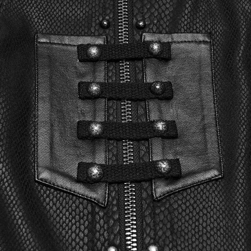 Herren-Langarmhemd mit Punk-Schlangenmuster, Nieten und Umlegekragen