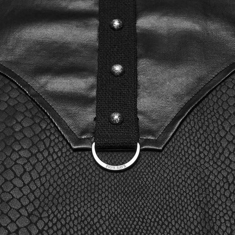 Herren-Langarmhemd mit Punk-Schlangenmuster, Nieten und Umlegekragen