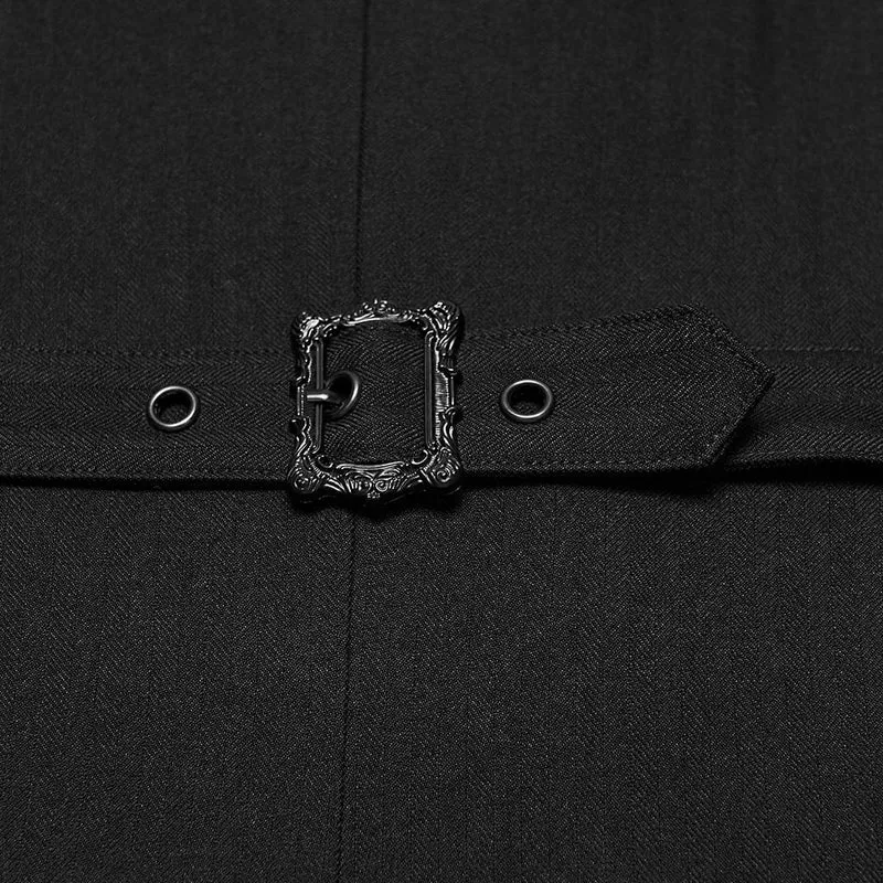 Lange Herrenweste im Gothic-Stil mit Spitzenapplikationen und Revers
