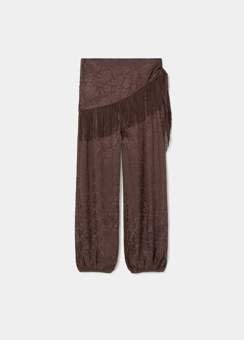 Harem pants with fringed scarf