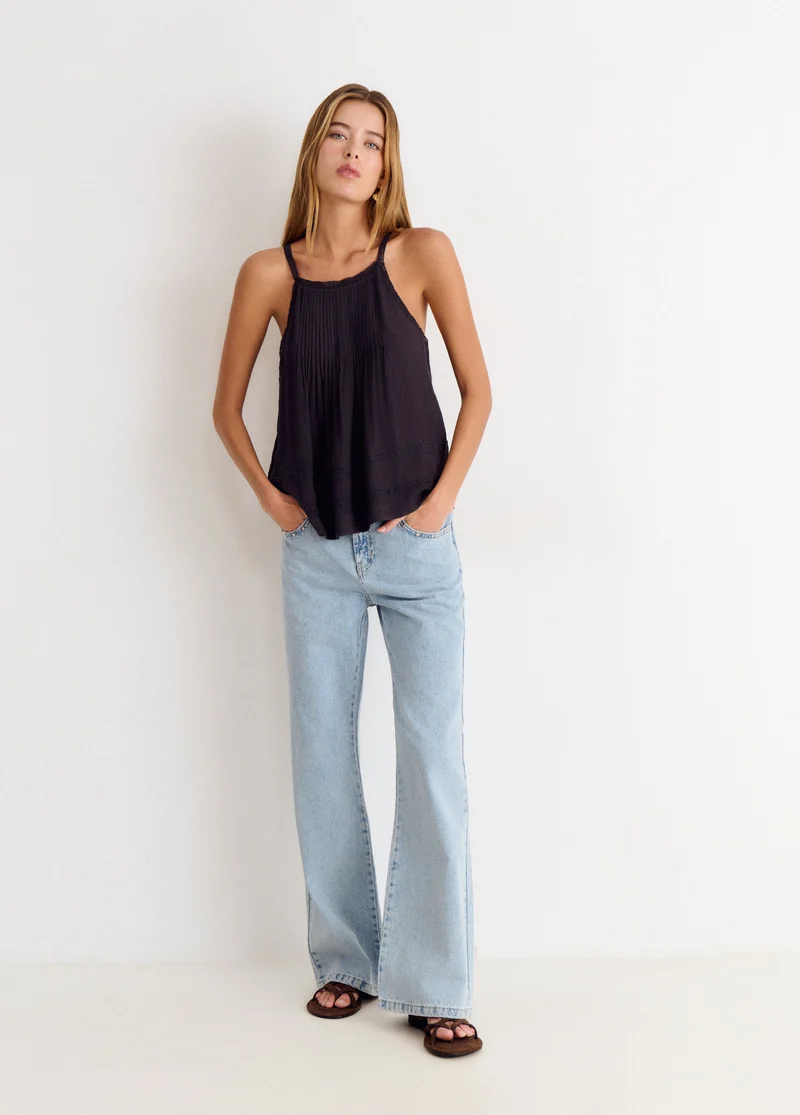 Halter top with shirring