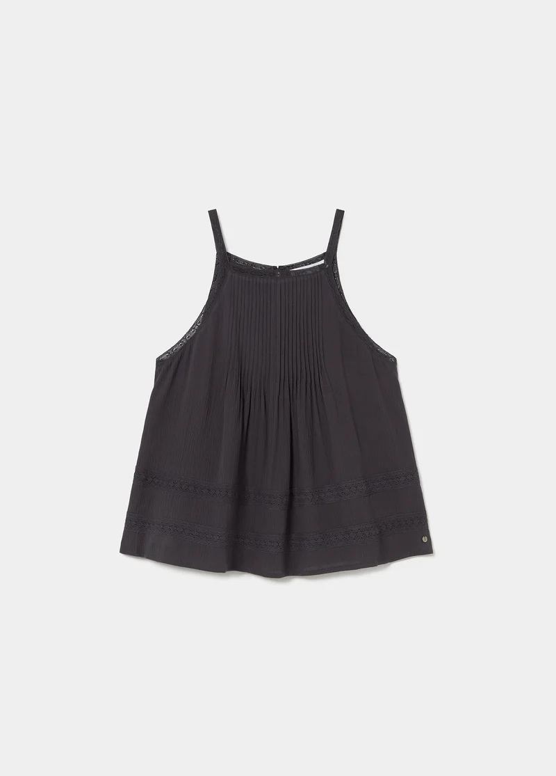 Halter top with shirring
