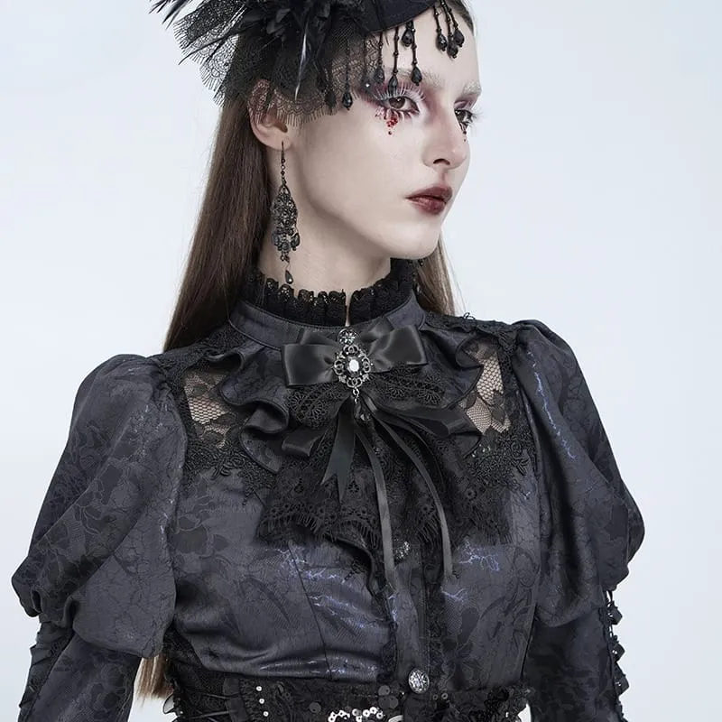 Gothic-Halskette für Damen mit Schleife, floraler Spitze