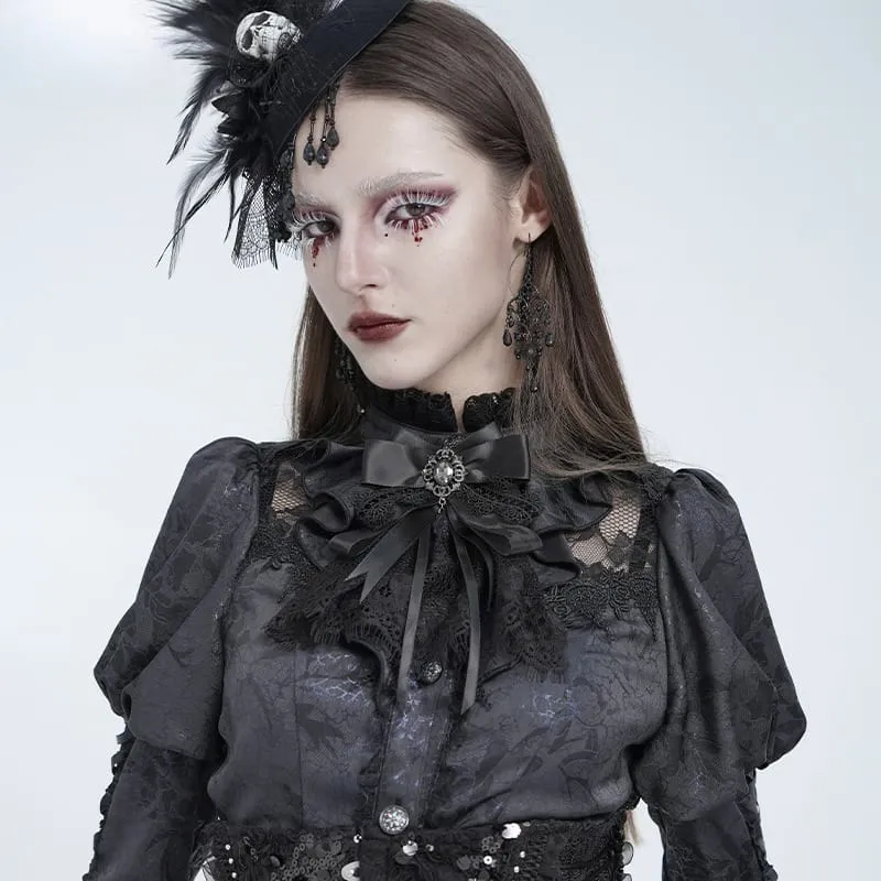 Gothic-Halskette für Damen mit Schleife, floraler Spitze