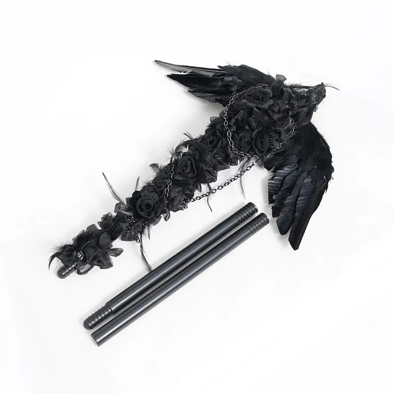 Gothic-Stab für Frauen mit Rabenkreuz, Rose und Kette