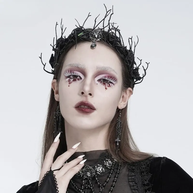 Gothic-Kopfschmuck mit Rosenzweigen für Damen