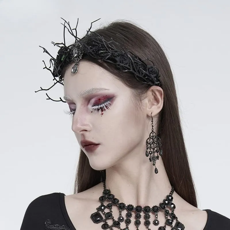 Gothic-Kopfschmuck mit Rosenzweigen für Damen