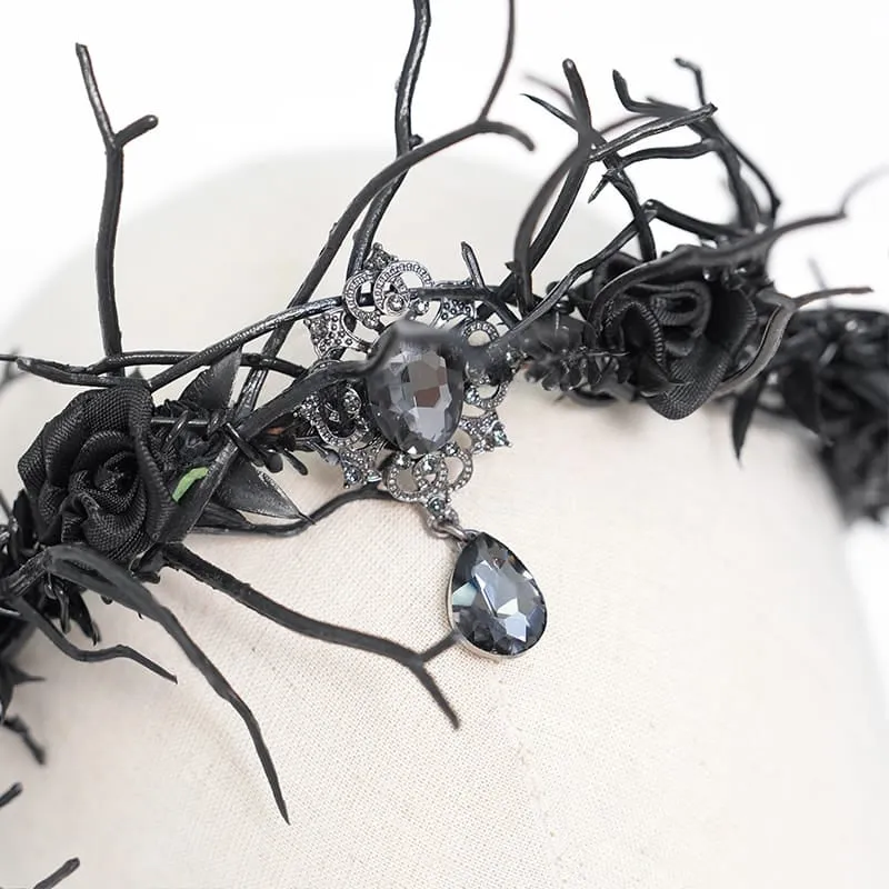 Gothic-Kopfschmuck mit Rosenzweigen für Damen