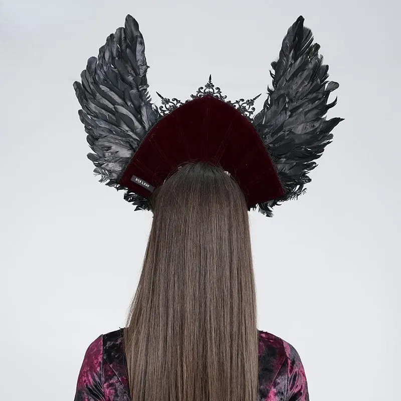 Gothic-Kopfschmuck mit Rosenfedern für Damen