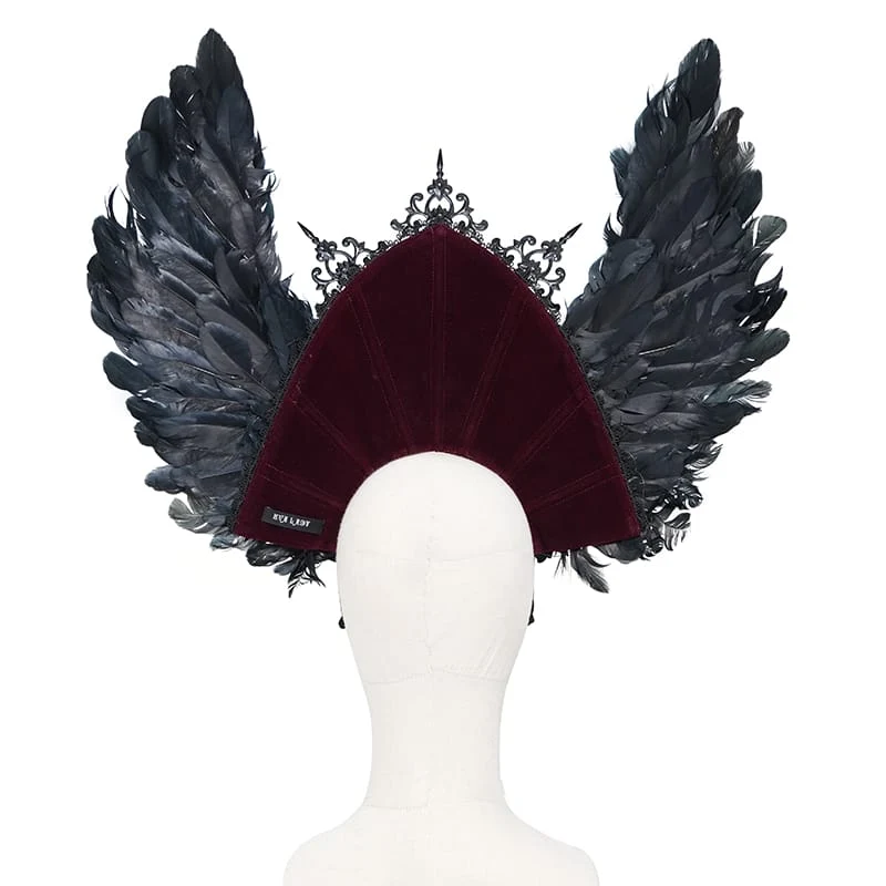 Gothic-Kopfschmuck mit Rosenfedern für Damen