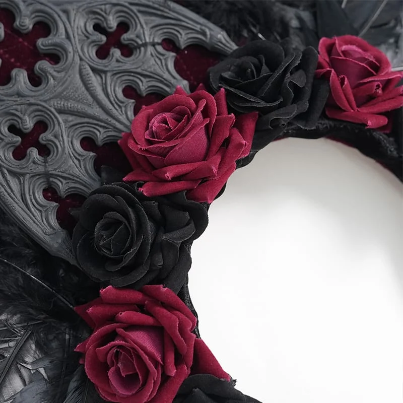 Gothic-Kopfschmuck mit Rosenfedern für Damen