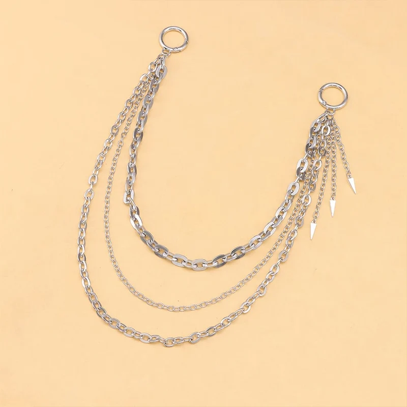Unisex Punk Spike Anhänger Dreilagige Taillenkette