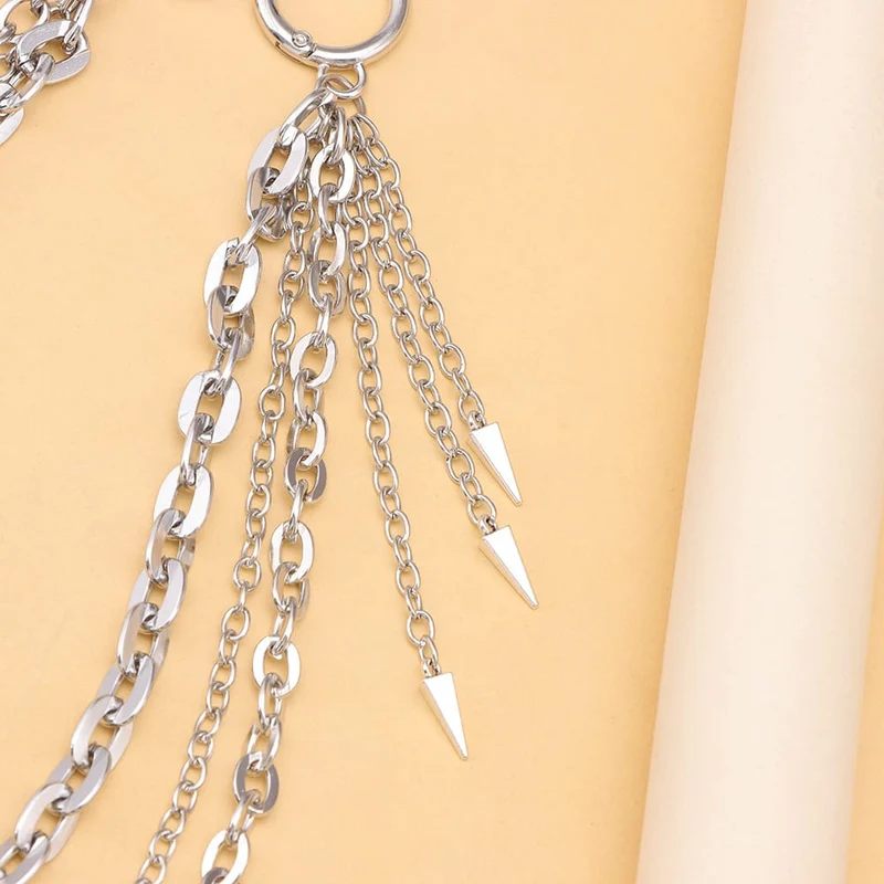 Unisex Punk Spike Anhänger Dreilagige Taillenkette