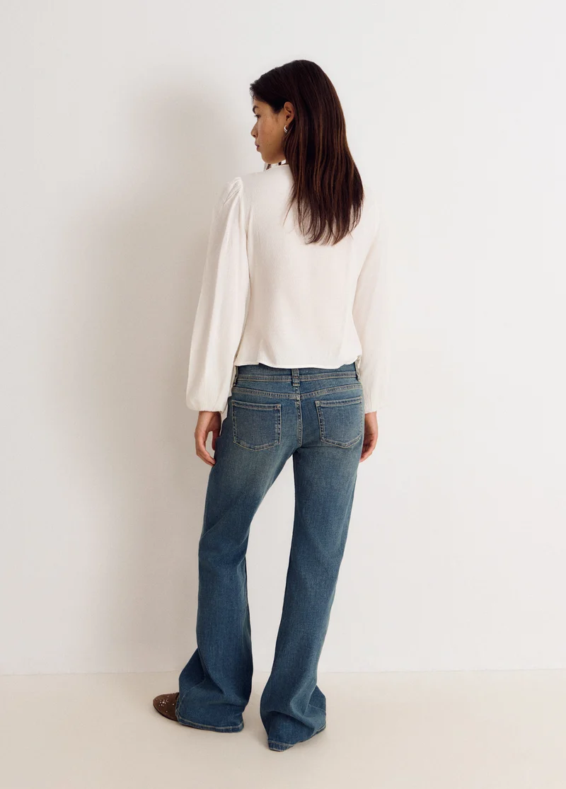 Long-sleeve smocked blouse