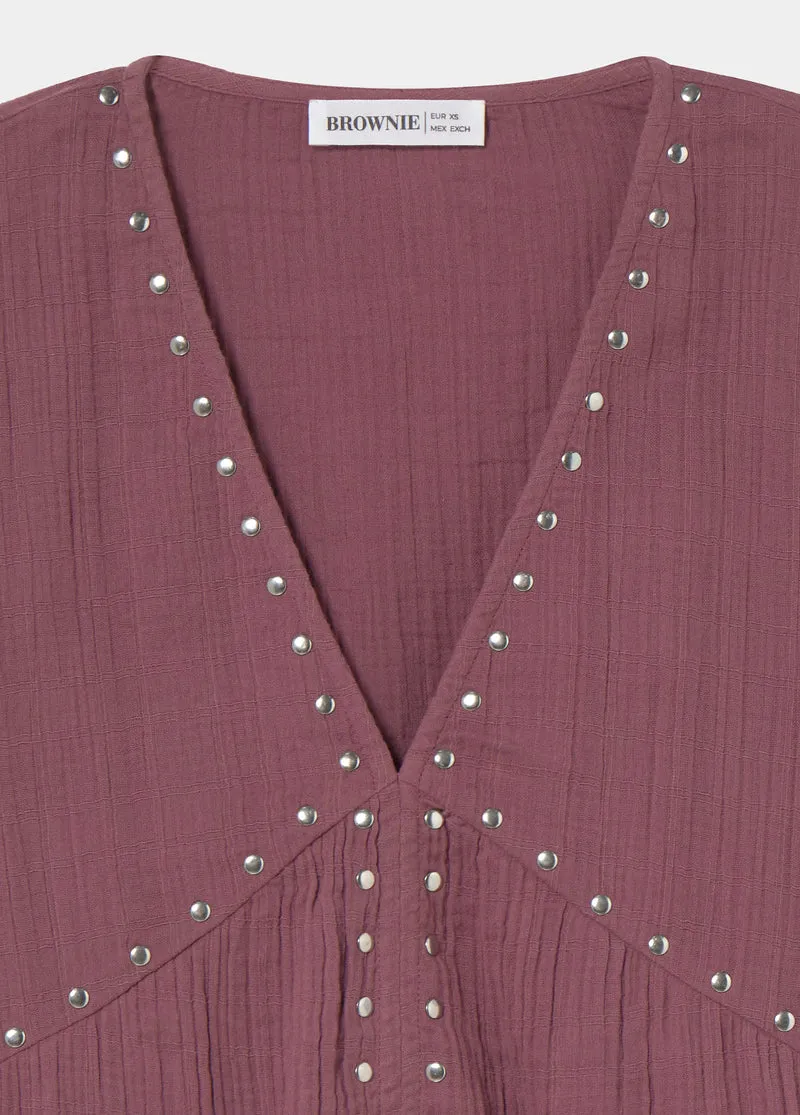 Long-sleeve studded blouse