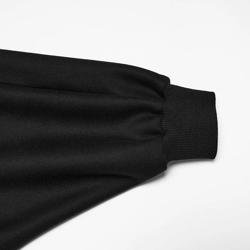 Punk-Strickjacke für Herren mit Ösen, Nieten, großer Tasche und Laternenärmeln