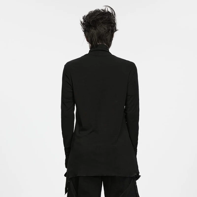 Gothic Herren-Langarmshirt mit asymmetrischem Rollkragen