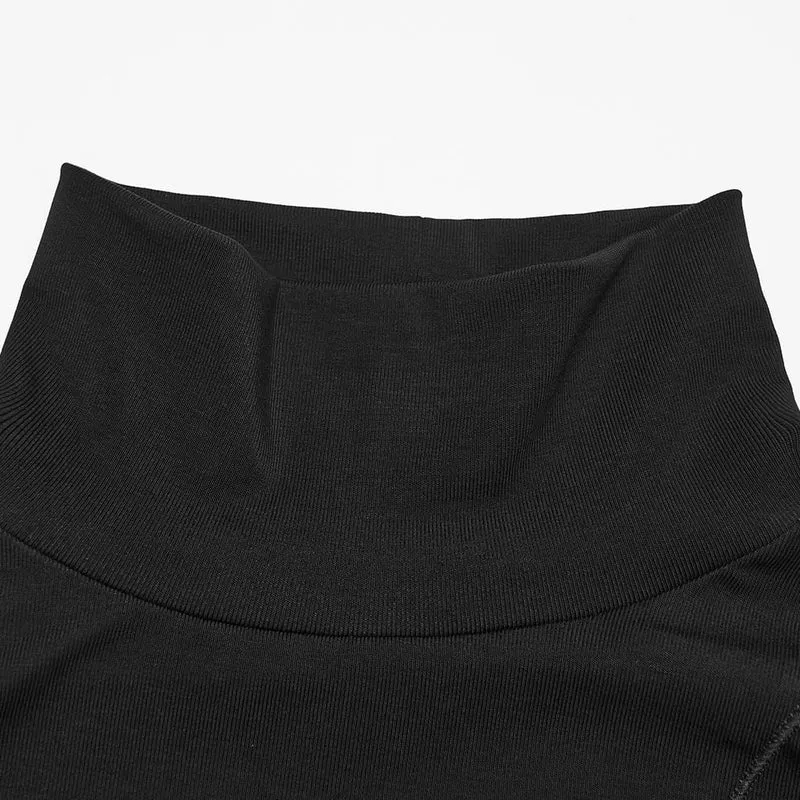 Gothic Herren-Langarmshirt mit asymmetrischem Rollkragen