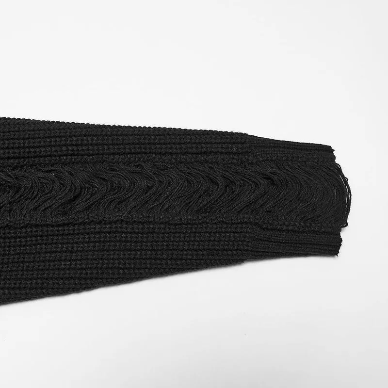 Gothic-Strickjacke für Herren mit Blumenmuster, geprägten Knöpfen, großer Tasche, Reverskragen und Fransen