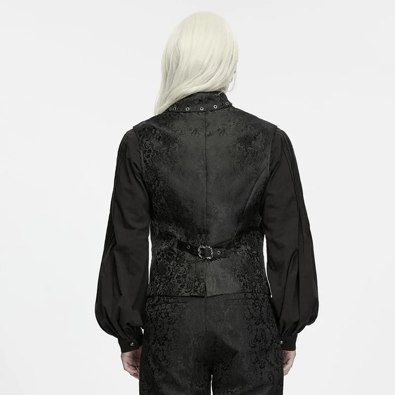 Gothic-Weste für Herren mit Ösenschnalle, Ketten-Jacquardmuster