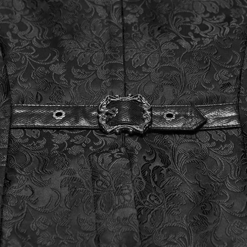 Gothic-Weste für Herren mit Ösenschnalle, Ketten-Jacquardmuster