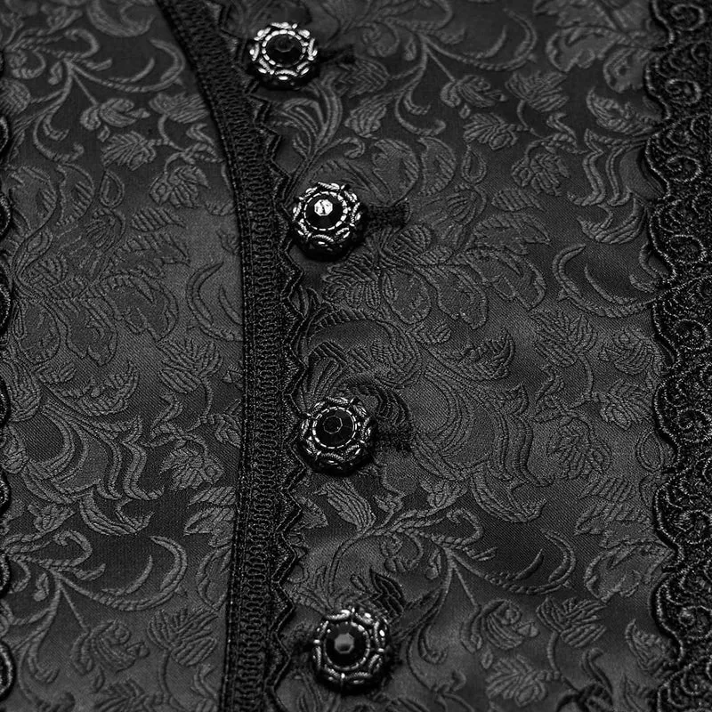 Gothic-Weste für Herren mit Ösenschnalle, Ketten-Jacquardmuster