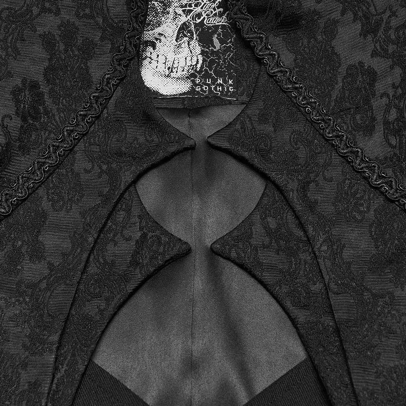 Gothic-Herrenjacke mit Stehkragen, einreihig, Jacquardmuster.