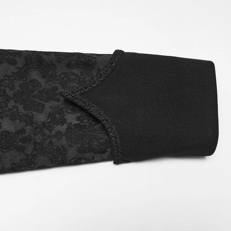 Gothic-Herrenjacke mit Stehkragen, einreihig, Jacquardmuster.