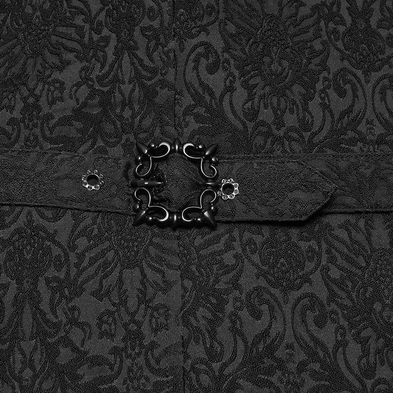 Gothic-Weste für Herren mit zweifarbigem Revers, Jacquard-Muster und asymmetrischem Schnitt