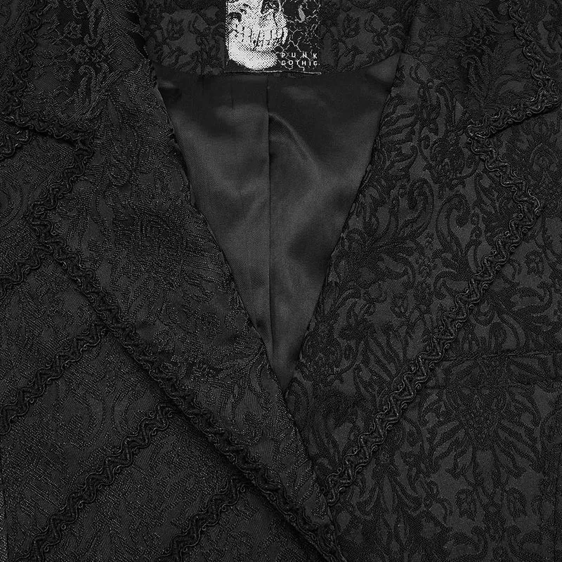 Gothic-Revers-Jacquard-Weste für Herren mit asymmetrischem Frackkragen